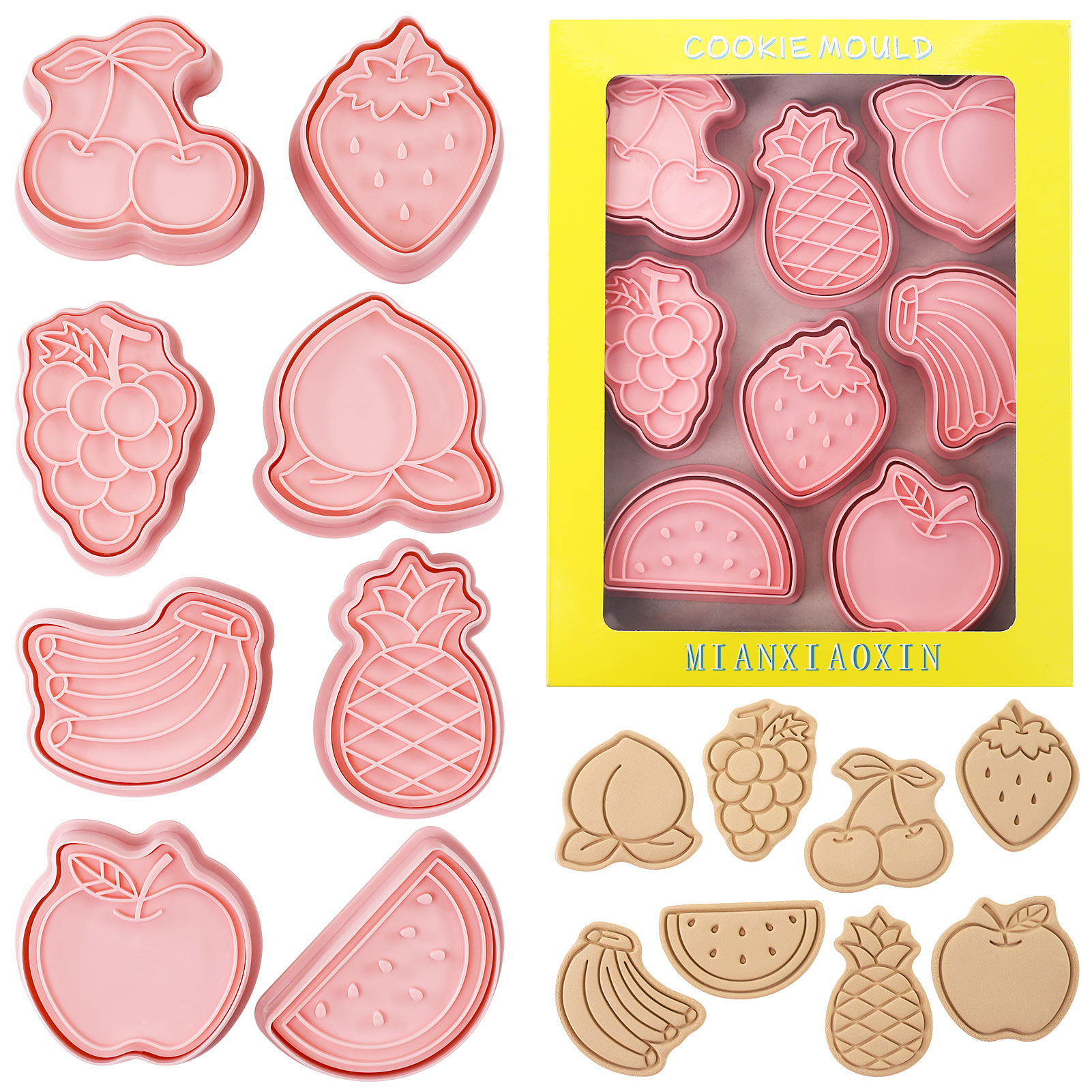 Kitchen Baking Cookies - 8-delige schattige fruit koekjesvormen kers, perzik,