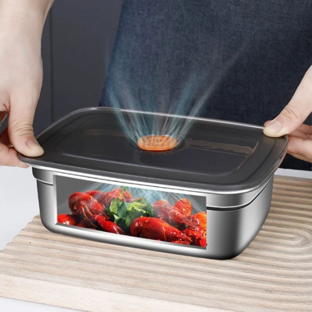Kitchen Baking Tray Storage - Draagbare roestvrijstalen bewaardoos, lekvrije koelkast, vriezer,