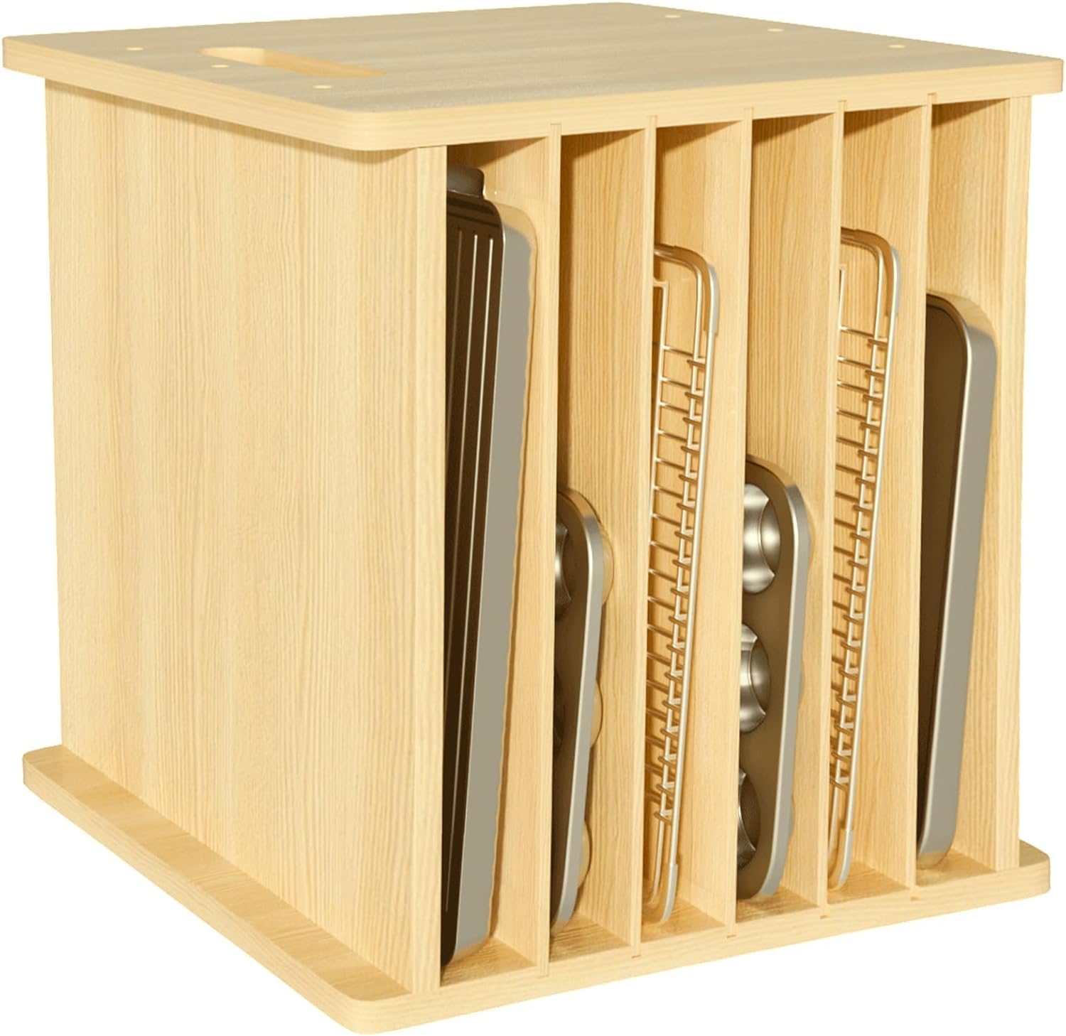 Kitchen Baking Sheet Organizer - Houten bakvormen-scheidingsorganizer, verticale koekjesplank, opbergrek voor