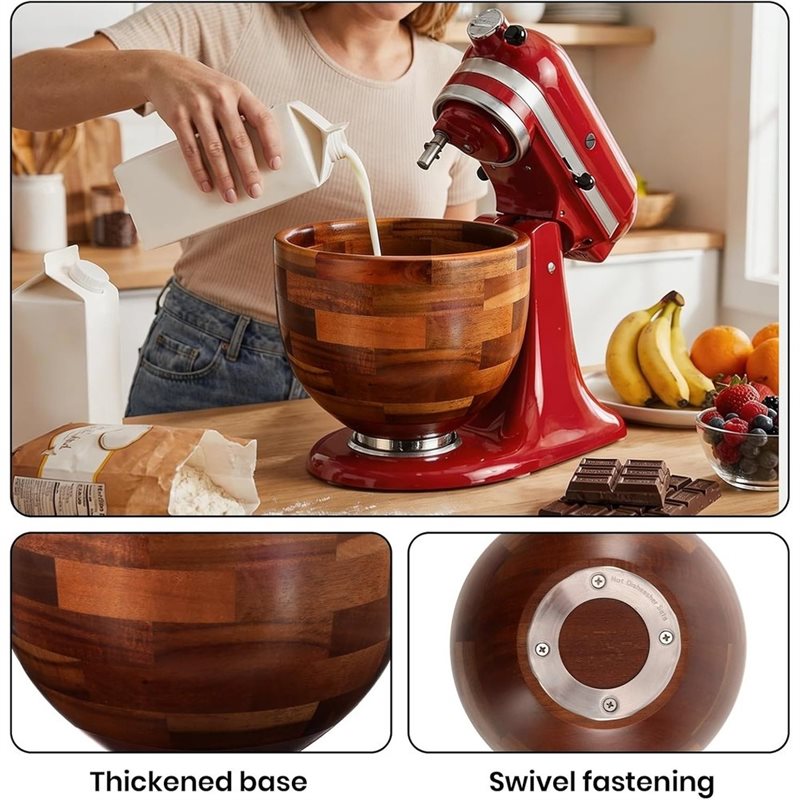 Kitchenaid Baking Bowl - ABGH-Houten mengkom voor Kitchenaid 5QT Voor