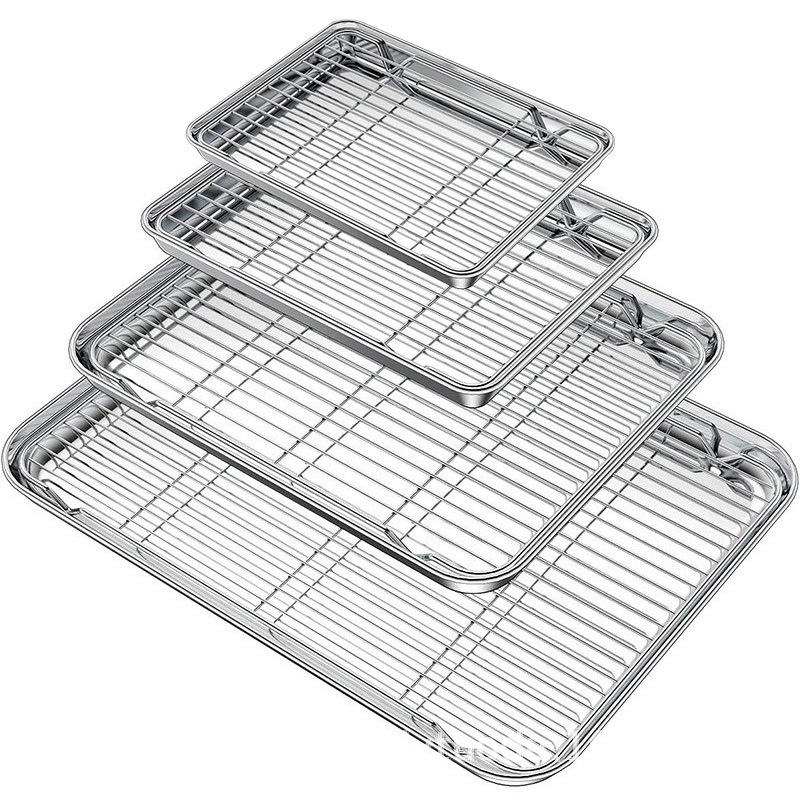Kitchen Baking Rack - Roestvrijstalen bakplaat met draadrek Ovenbraadpan voor