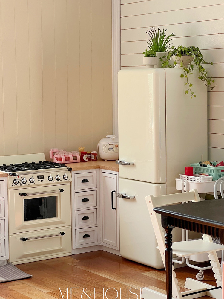 Kitchen Q - 1/6 Poppenhuis Model Meubelaccessoires Metalen Koelkast