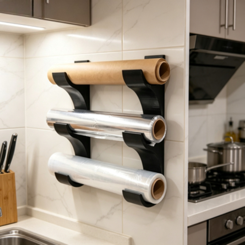 Kitchen Baking Sheet Organizer - Drielaags wandmontage houder voor plasticfolie &