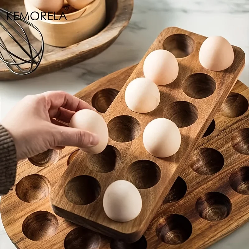Kitchen Baking Tray Organiser - KEMORELA 1PCS moderne houten eieropbergdoos -