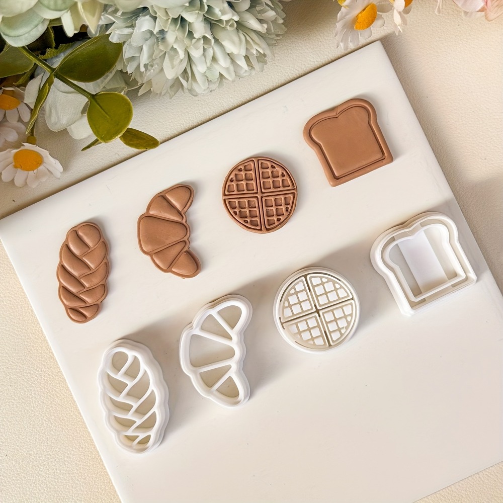 Kitchen Baking Cookies - 4-delige broodvormpjesset, croissant-, toast-, wafel- en