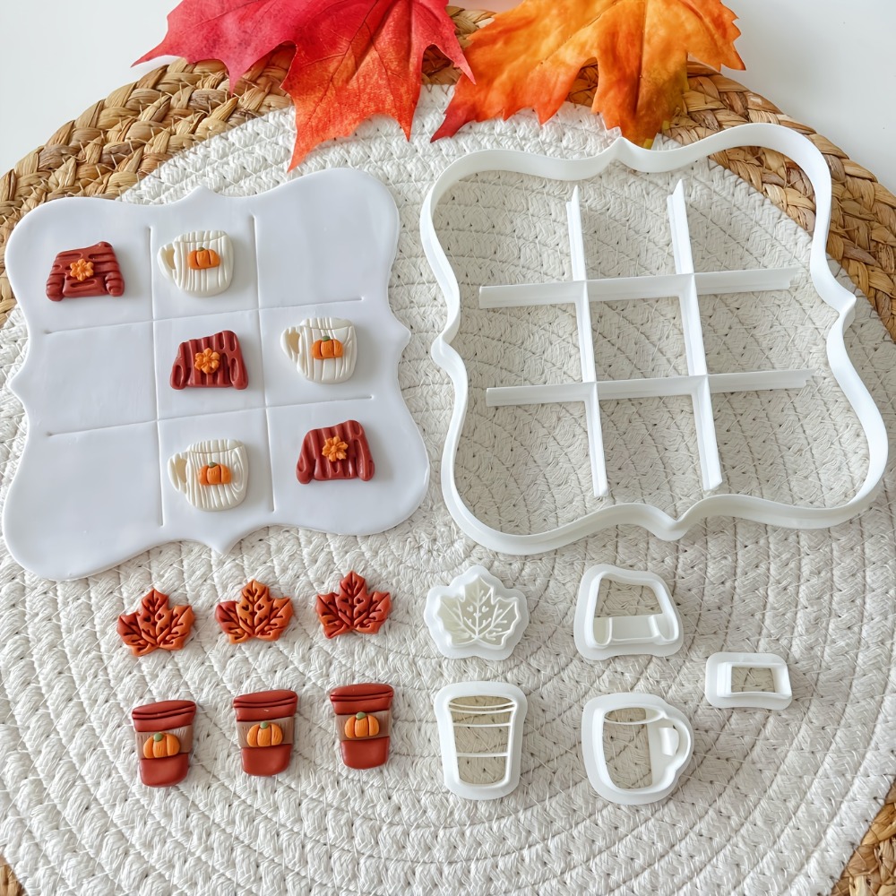 Kitchen Baking Cookies - 7-delige herfst tic-tac-toe koekjesvormpjes set, mini