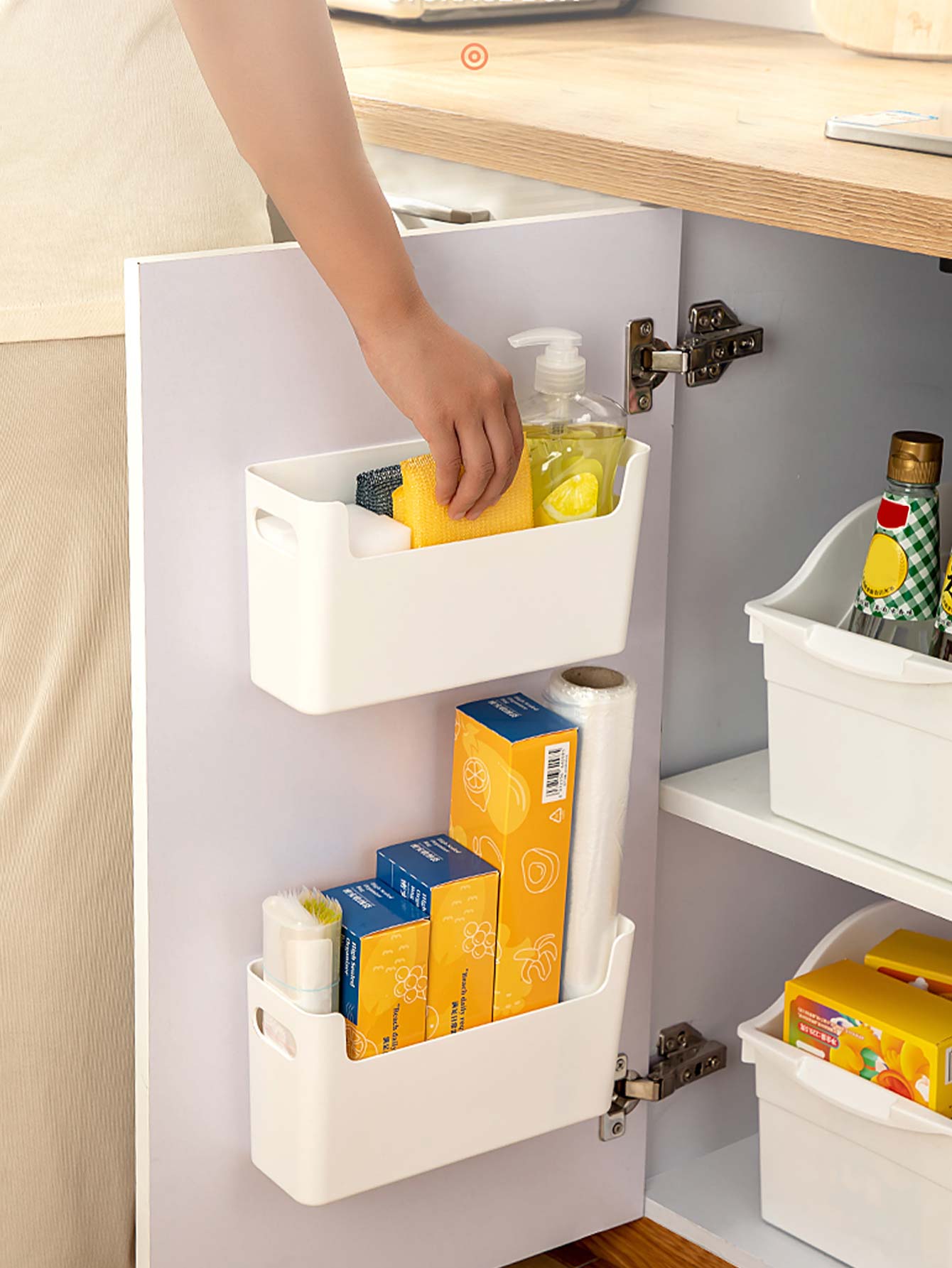 Kitchen Baking Tray Storage - Punch Free Kastdeur Organizer Plastic aan