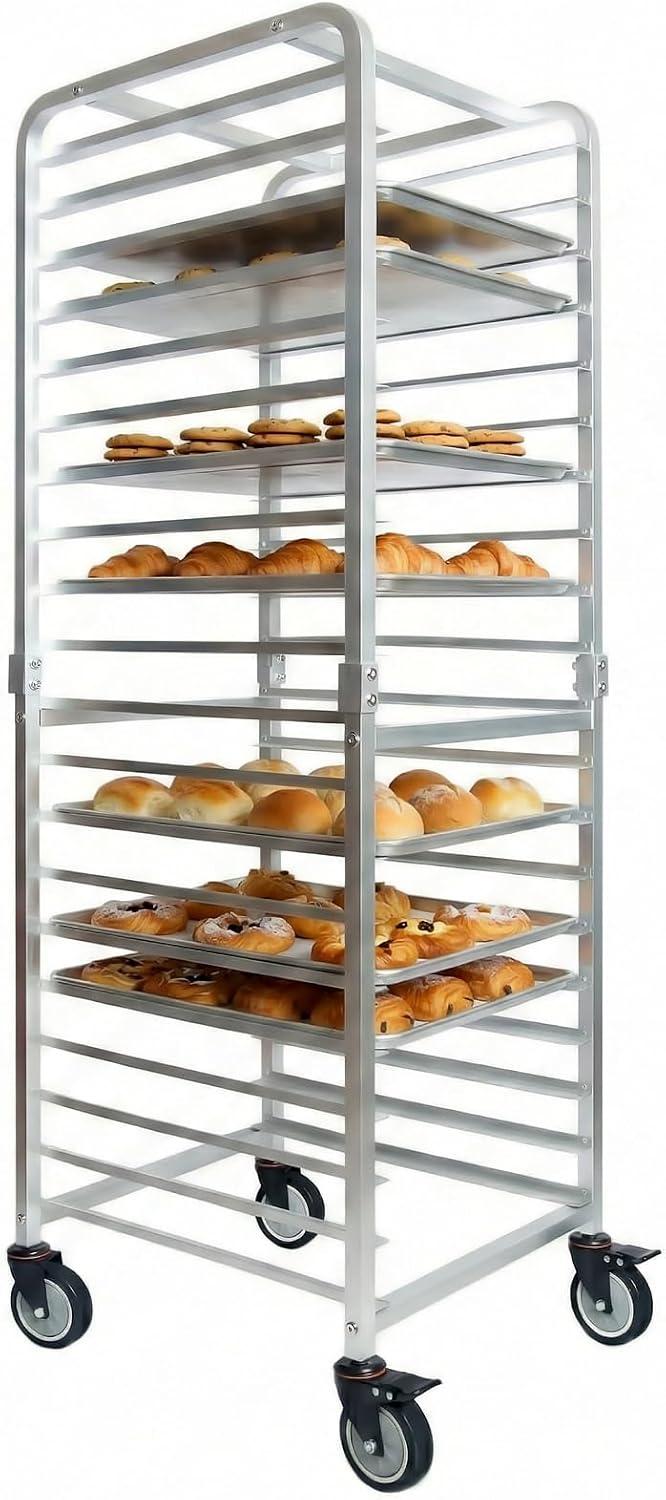 Kitchen Baking Rack - Commerciële 20-laags roestvrijstalen bakplatenrek met wielen,