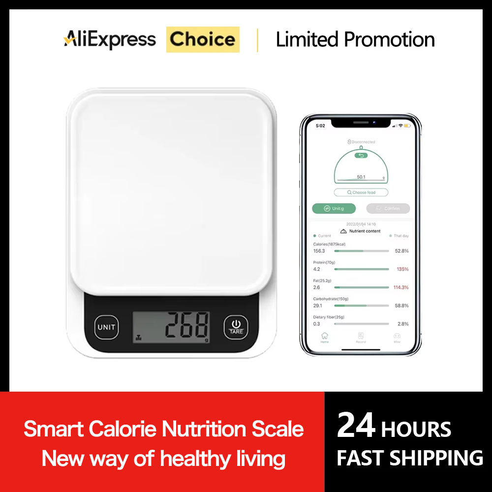 Kitchen Baking Scale - 5kg/0,1g/1g Slimme Keukenweegschaal Voedingsweegschaal Smart Food