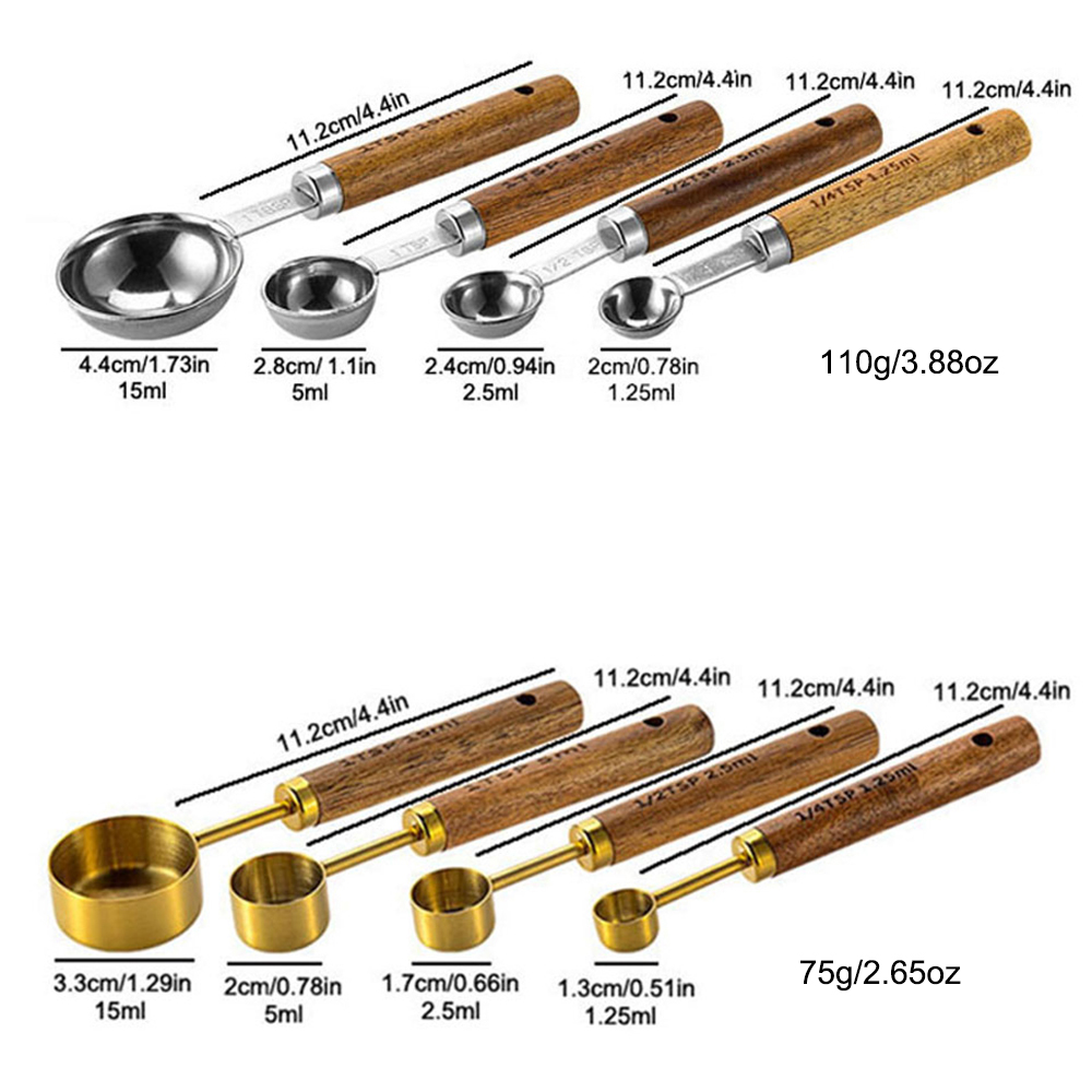 4 stks/set zilveren houten han - Kitchen Baking Scale recensie en prijs