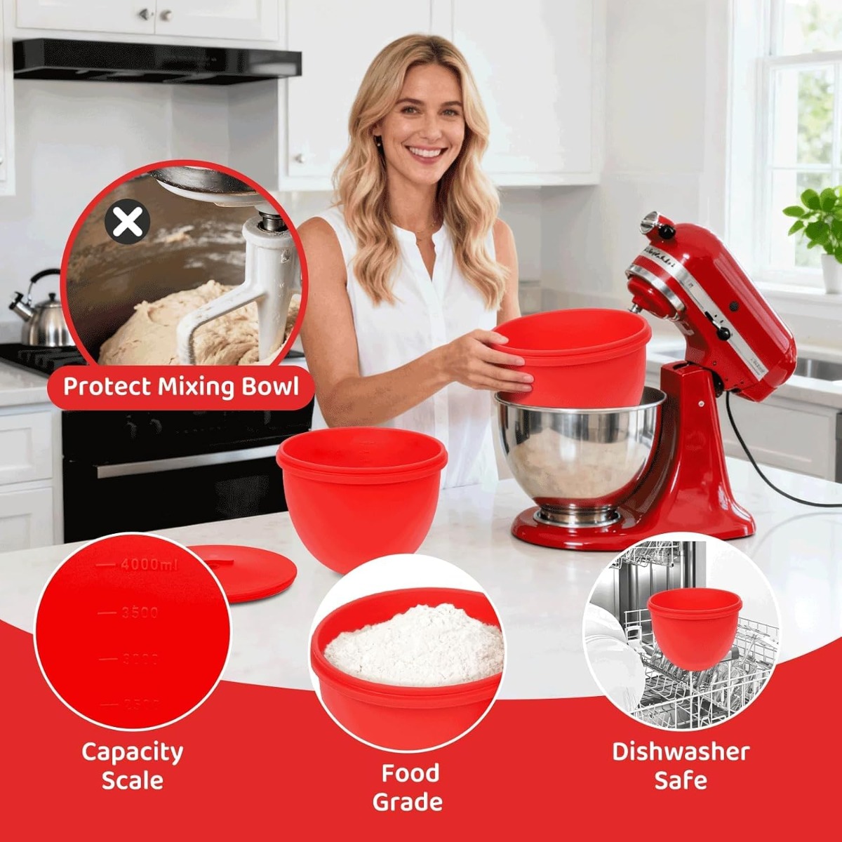Siliconen mixerkomvoering met  - Kitchenaid Baking Bowl recensie en prijs